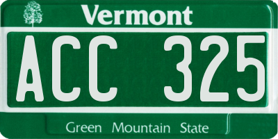 VT license plate ACC325