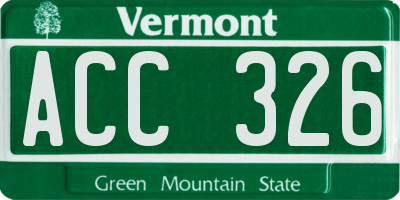 VT license plate ACC326