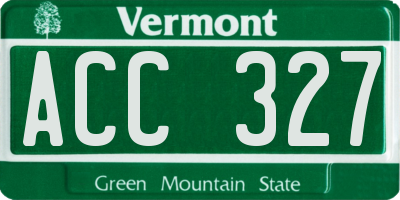 VT license plate ACC327