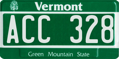 VT license plate ACC328