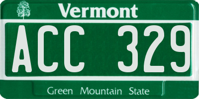 VT license plate ACC329