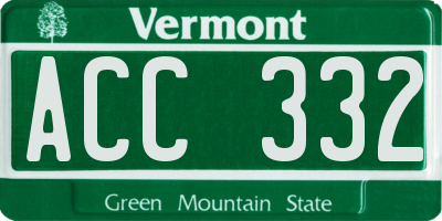 VT license plate ACC332