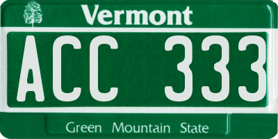 VT license plate ACC333