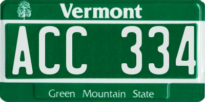 VT license plate ACC334