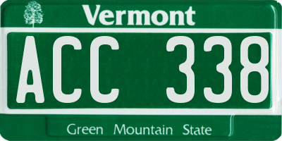 VT license plate ACC338