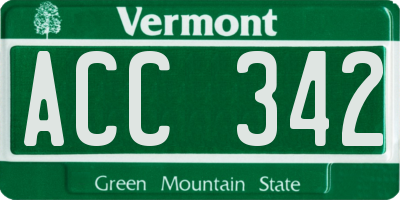 VT license plate ACC342