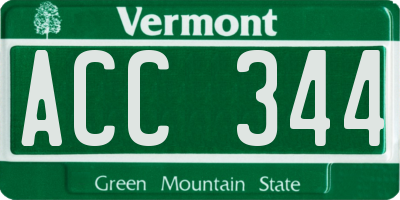 VT license plate ACC344