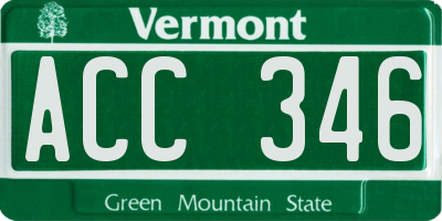 VT license plate ACC346