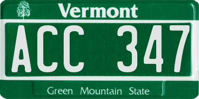 VT license plate ACC347