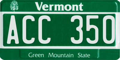 VT license plate ACC350