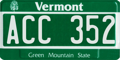 VT license plate ACC352