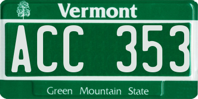 VT license plate ACC353