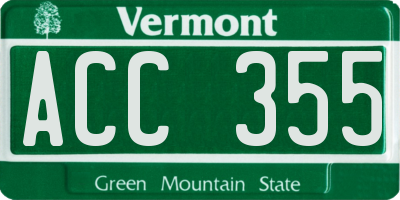 VT license plate ACC355