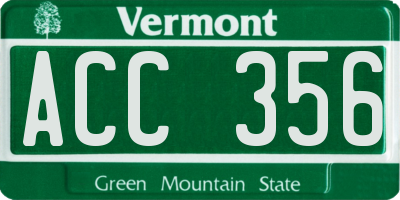 VT license plate ACC356