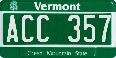 VT license plate ACC357