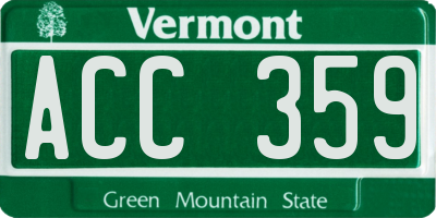 VT license plate ACC359