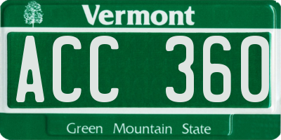 VT license plate ACC360