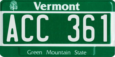 VT license plate ACC361