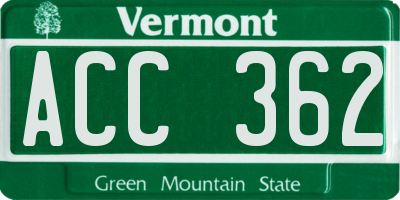 VT license plate ACC362