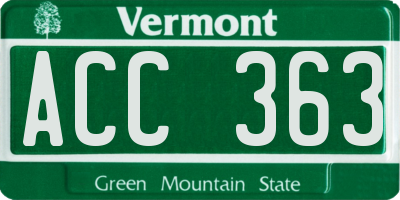 VT license plate ACC363