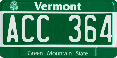 VT license plate ACC364