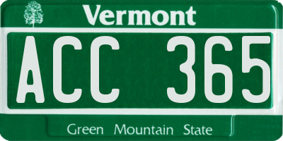 VT license plate ACC365