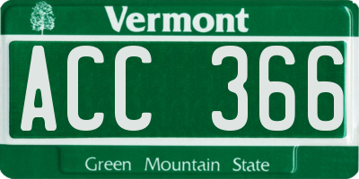 VT license plate ACC366