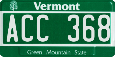 VT license plate ACC368