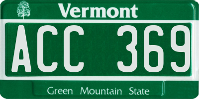 VT license plate ACC369