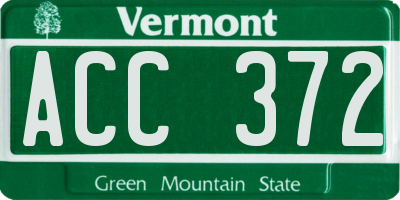 VT license plate ACC372