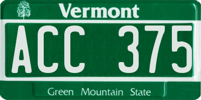 VT license plate ACC375