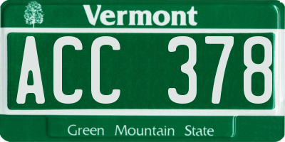 VT license plate ACC378