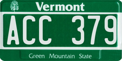 VT license plate ACC379