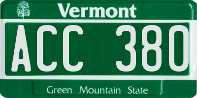 VT license plate ACC380