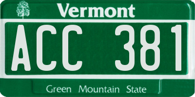 VT license plate ACC381