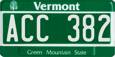 VT license plate ACC382