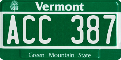 VT license plate ACC387