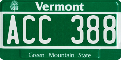 VT license plate ACC388