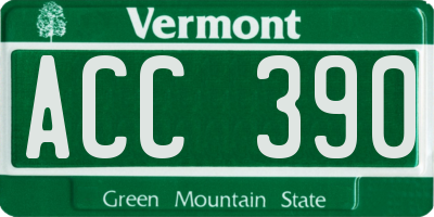 VT license plate ACC390