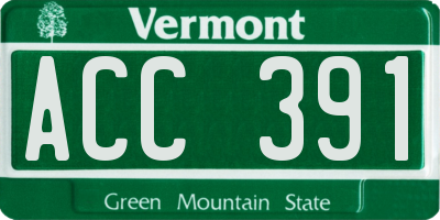 VT license plate ACC391