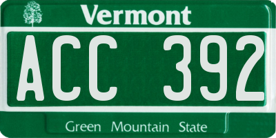 VT license plate ACC392