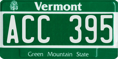 VT license plate ACC395