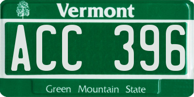 VT license plate ACC396