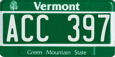 VT license plate ACC397