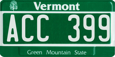 VT license plate ACC399