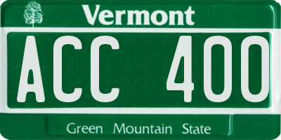 VT license plate ACC400