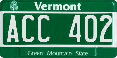 VT license plate ACC402