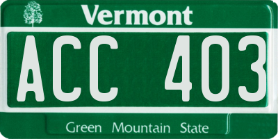 VT license plate ACC403