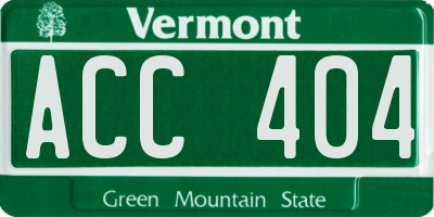 VT license plate ACC404