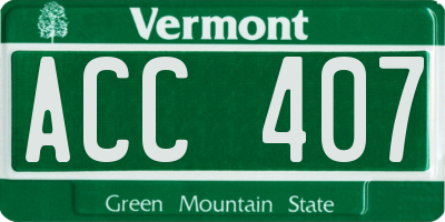 VT license plate ACC407